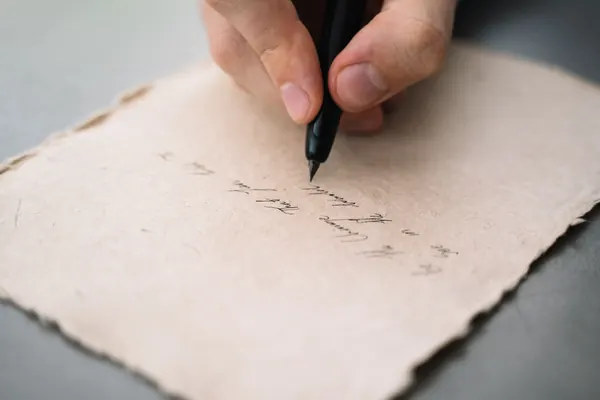 Une main qui signe un document sur une table
